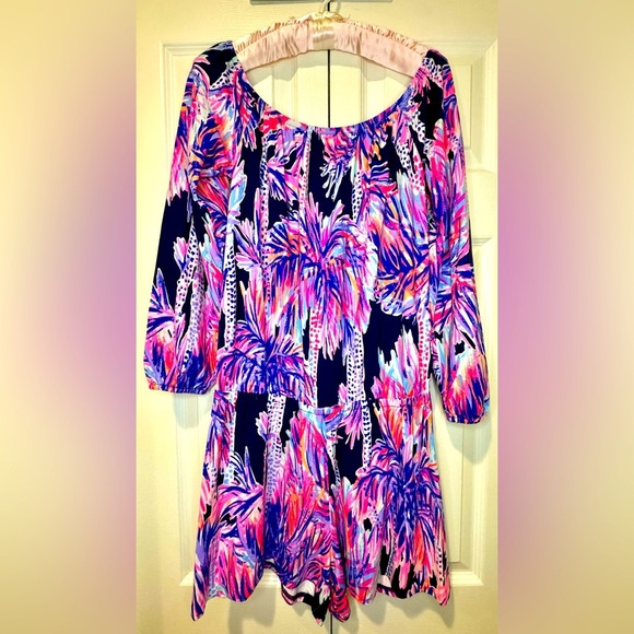 Lilly Pulitzer Lana Romper Bright Navy Palms Up Size S. NWT - Picture 1 of 14